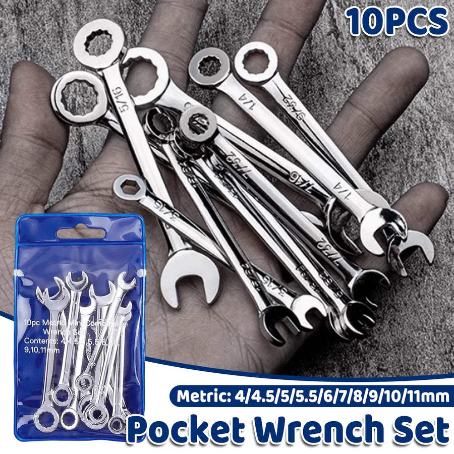 10PCS Mini Mirror Polishing Open-end Wrench and Double-purpose Wrench Set 4-11mm
