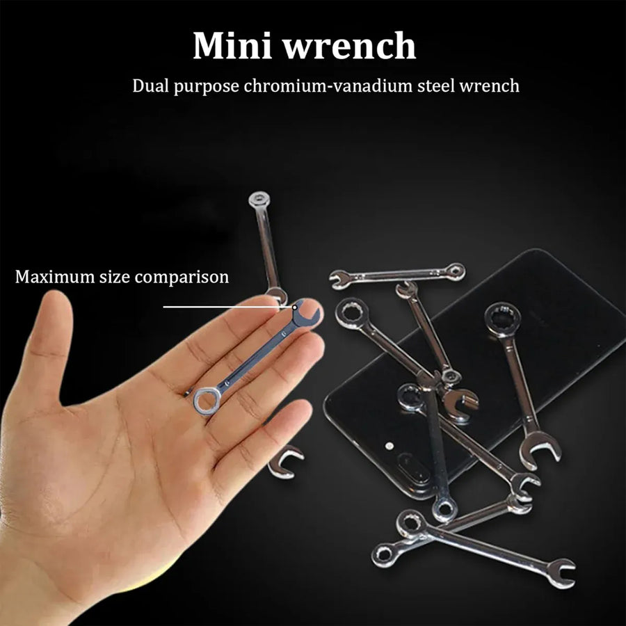 10PCS Mini Mirror Polishing Open-end Wrench and Double-purpose Wrench Set 4-11mm