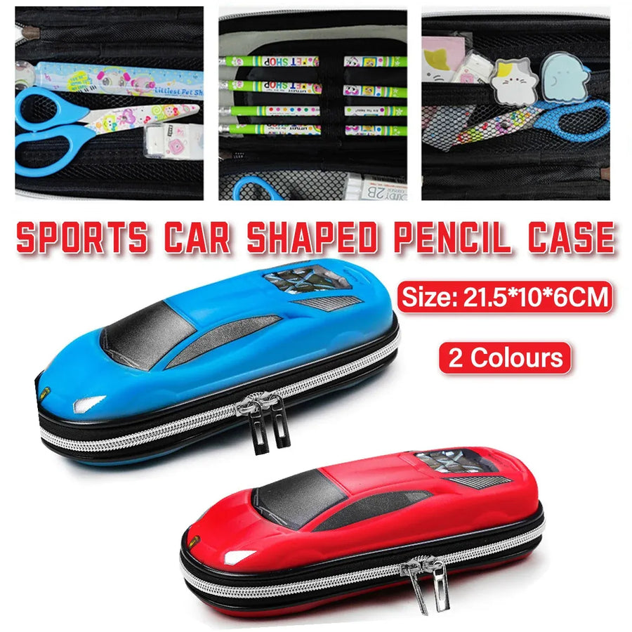 Large Capacity Stationery Box Three Layer Multifunctional Pencil Bag Case - Red