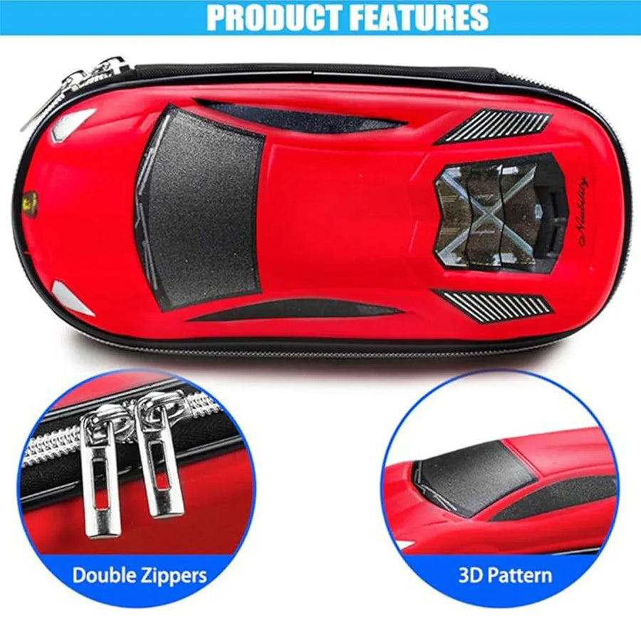 Large Capacity Stationery Box Three Layer Multifunctional Pencil Bag Case - Red