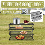 3/4 Tier Camping Dining Rack Iron Shelf Portable Picnic Rack Foldable Storage Table - 4 Layers