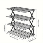 3/4 Tier Camping Dining Rack Iron Shelf Portable Picnic Rack Foldable Storage Table - 4 Layers