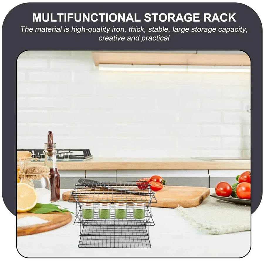 3/4 Tier Camping Dining Rack Iron Shelf Portable Picnic Rack Foldable Storage Table - 4 Layers
