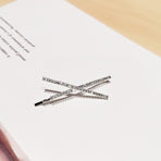 X Shaped Crystal Rhinestone Hair Clip Pin Barrette Hairpins Headwear Accessories - Silver