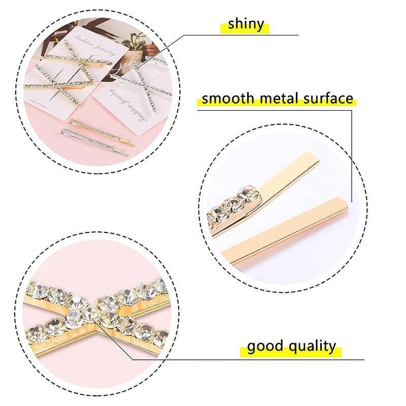 X Shaped Crystal Rhinestone Hair Clip Pin Barrette Hairpins Headwear Accessories - Silver