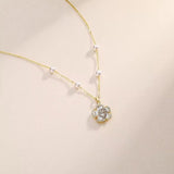 Pearl Flower Bracelet Women Bracelets Charm Hand Chain Titanium Steel Chain - Necklaces - 45-Degree Angle