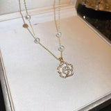 Pearl Flower Bracelet Women Bracelets Charm Hand Chain Titanium Steel Chain - Necklaces
