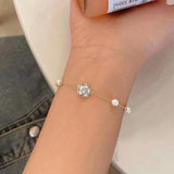 Pearl Flower Bracelet Women Bracelets Charm Hand Chain Titanium Steel Chain - Necklaces - Extra Image