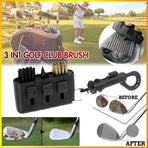 Golf Club Cleaning Brush 3 In 1 Club Groove Cleaner Tool with Keyring