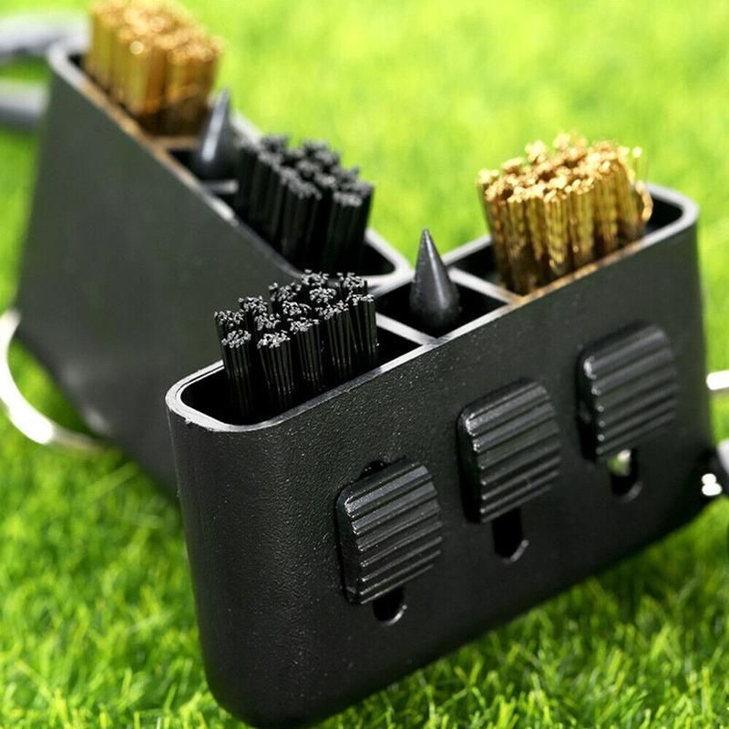 Golf Club Cleaning Brush 3 In 1 Club Groove Cleaner Tool with Keyring