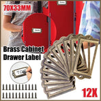 12X Brass Cabinet Drawer Label Pull File Name Card Frame Holder Handle