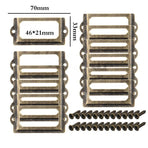 12X Brass Cabinet Drawer Label Pull File Name Card Frame Holder Handle