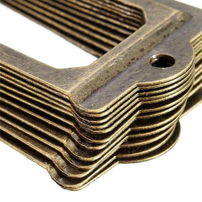 12X Brass Cabinet Drawer Label Pull File Name Card Frame Holder Handle