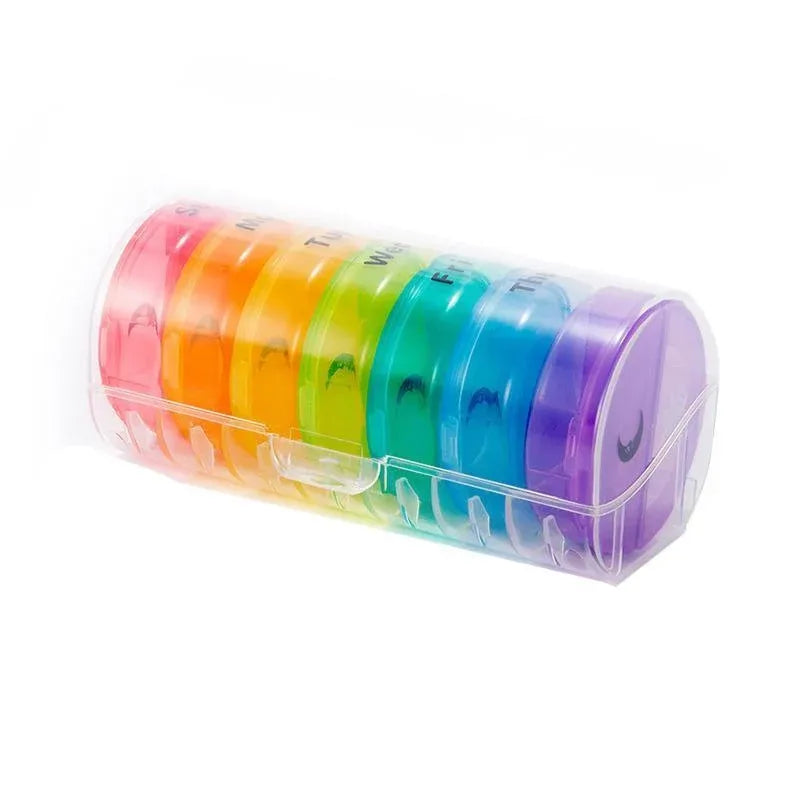 7 Day Weekly Case Dispenser Medicine Tablet Organizer Storage Container Pill Box - Colourful