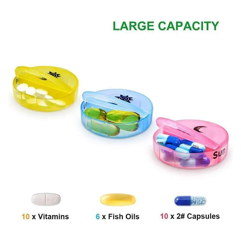 7 Day Weekly Case Dispenser Medicine Tablet Organizer Storage Container Pill Box - Colourful
