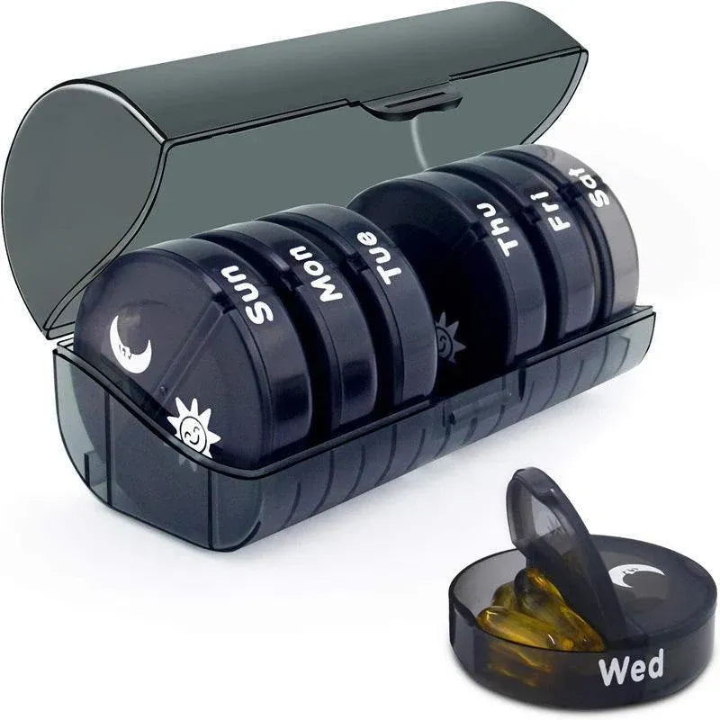 7 Day Weekly Case Dispenser Medicine Tablet Organizer Storage Container Pill Box - Colourful