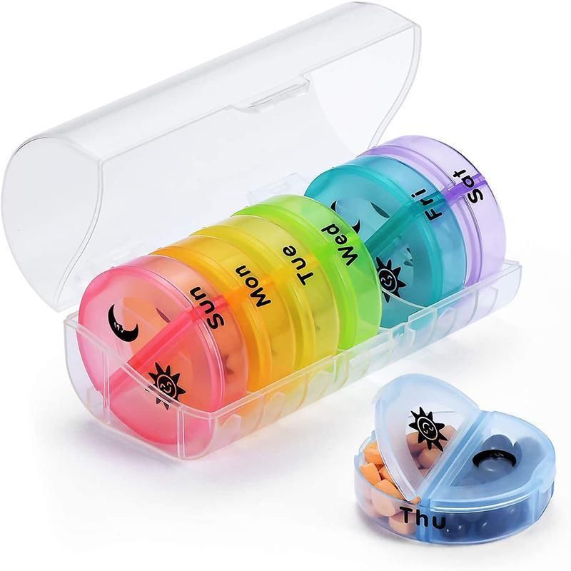 7 Day Weekly Case Dispenser Medicine Tablet Organizer Storage Container Pill Box - Colourful