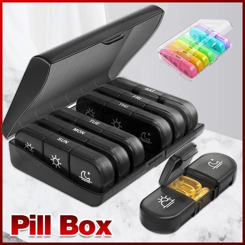 7 Day Medicine Organizer Pill Box Tablet Daily Case Weekly Dispenser Container - Colourful