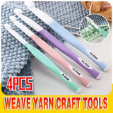 4pcs Weave Yarn Craft Tools Ergonomic Handle Non-Slip Knitting Needles Crochet Hooks