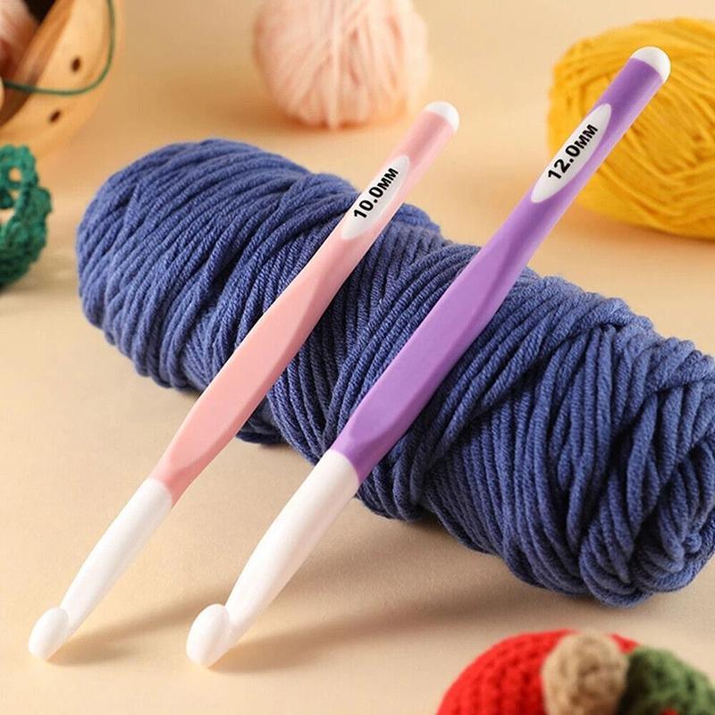 4pcs Weave Yarn Craft Tools Ergonomic Handle Non-Slip Knitting Needles Crochet Hooks