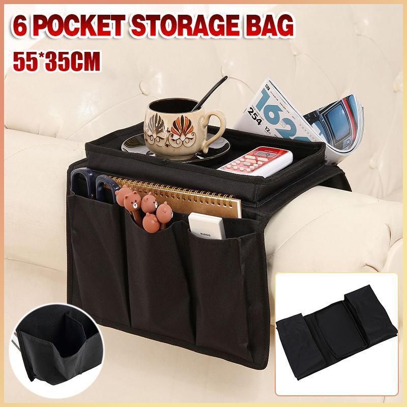 6 Pocket Couch Organizer Remote Storage Holder Sofa Chair Arm Control Rest bag