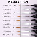 9PCS Fine Detail Paint Brush Set for Watercolour Gouache Acrylic Miniature Art - Side View