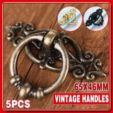 5PCS Vintage Handles Cabinet Drawer Cupboard Door Iron Knob Gold Pull - Black
