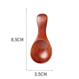 5PCS Mini Wooden Spoons Natural Wood Spice Condiment Dessert Scoops - Beige - Top-Down View