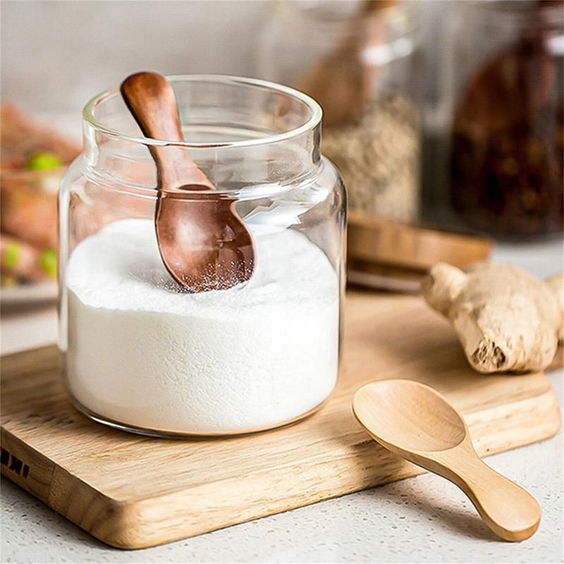 5PCS Mini Wooden Spoons Natural Wood Spice Condiment Dessert Scoops - Beige