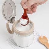 5PCS Mini Wooden Spoons Natural Wood Spice Condiment Dessert Scoops - Red - Low Angle