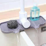 Kitchen Faucet Storage Rack Holder Soap Sponges Caddy Organizer Sink Basket Rack - Grey - Side View