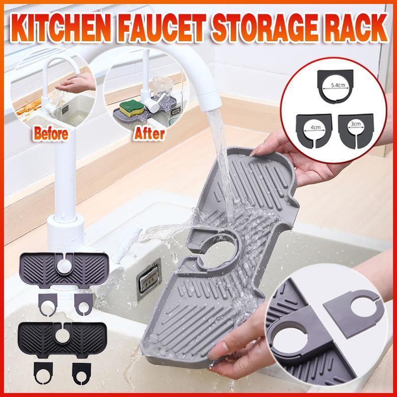 Kitchen Faucet Storage Rack Holder Soap Sponges Caddy Organizer Sink Basket Rack - Black