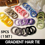 5PCS Girls Hair Bands Gradient Colour Rope Ring Elastic Hairband Ponytail Holder - Grey-5PCS