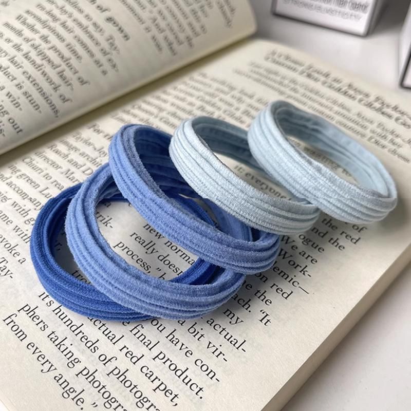 5PCS Girls Hair Bands Gradient Colour Rope Ring Elastic Hairband Ponytail Holder - Grey-5PCS