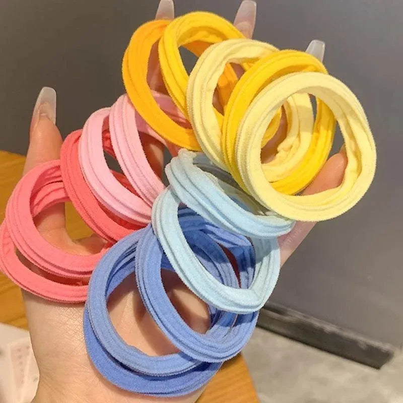 5PCS Girls Hair Bands Gradient Colour Rope Ring Elastic Hairband Ponytail Holder - Grey-5PCS