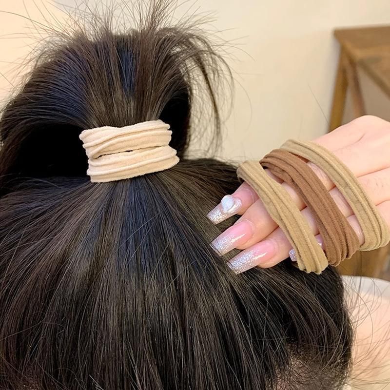 5PCS Girls Hair Bands Gradient Colour Rope Ring Elastic Hairband Ponytail Holder - Grey-5PCS