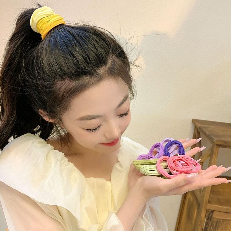 5PCS Girls Hair Bands Gradient Colour Rope Ring Elastic Hairband Ponytail Holder - Grey-5PCS