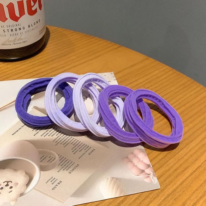 5PCS Girls Hair Bands Gradient Colour Rope Ring Elastic Hairband Ponytail Holder - Grey-5PCS