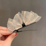 2PCS Women Hair Clip Side Bow Knot Barrettes Hairpin Party Headdress Gifts Lace - Apricot