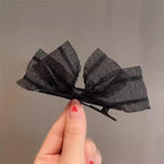 2PCS Women Hair Clip Side Bow Knot Barrettes Hairpin Party Headdress Gifts Lace - Apricot