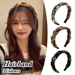 Women Retro Hair Hoop Fried Dough Twist Headband French College Style Hair Clip - Coffee
