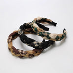 Women Retro Hair Hoop Fried Dough Twist Headband French College Style Hair Clip - Coffee