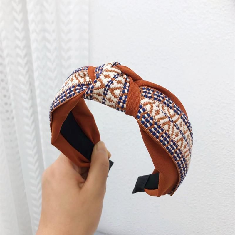 Women Lady Retro Boho Embroidery Cotton Wide Hair Headband Head Wrap Band hoop - Green