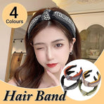 Women Lady Retro Boho Embroidery Cotton Wide Hair Headband Head Wrap Band hoop - Yellow