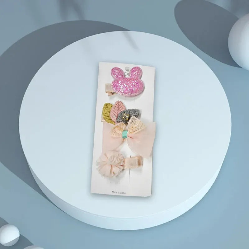 3/4PCS Christmas Hair Clips Set Bow Flower Hairpin Hairgrip Cute Girls Barrettes - Sequin Stars Set