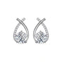 Gold Zircon Crossed Stud Earrings Elegant Simple  Earrings  For Women Fashion - Silver
