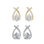 Gold Zircon Crossed Stud Earrings Elegant Simple  Earrings  For Women Fashion - Silver