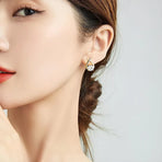 Gold Zircon Crossed Stud Earrings Elegant Simple  Earrings  For Women Fashion - Silver