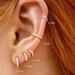 7sizes Hoop Earring Silver Zirconia Ear Huggie Hoop Cartilage Piercing Jewellery - Champagne-5mm