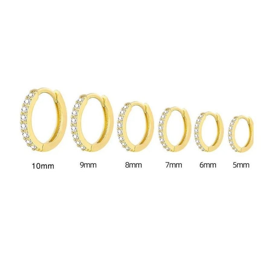 7sizes Hoop Earring Silver Zirconia Ear Huggie Hoop Cartilage Piercing Jewellery - Champagne-6mm